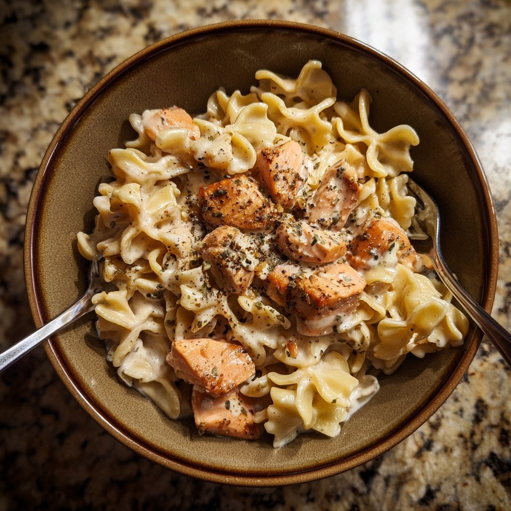 Stroganoff-Style Salmon Pasta