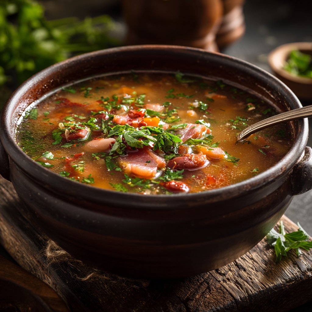 Ham and Bean Soup with Garden Herbs