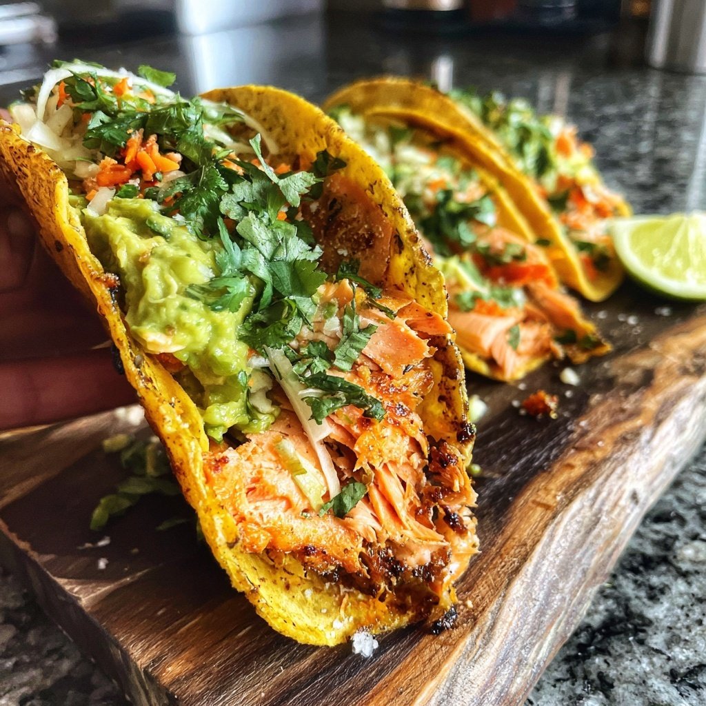 Salmon Tacos with Avocado Salsa