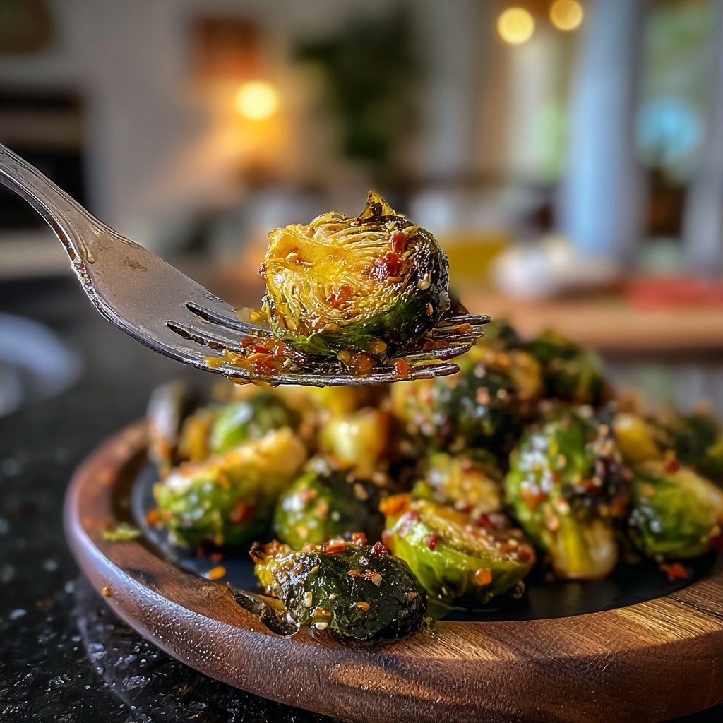 Chili Garlic Roasted Brussels Sprouts