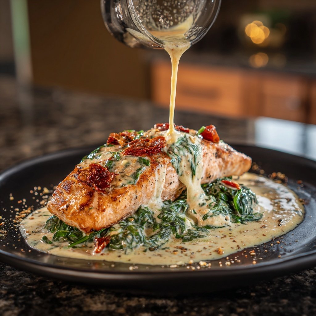 Creamy Tuscan Salmon with Spinach